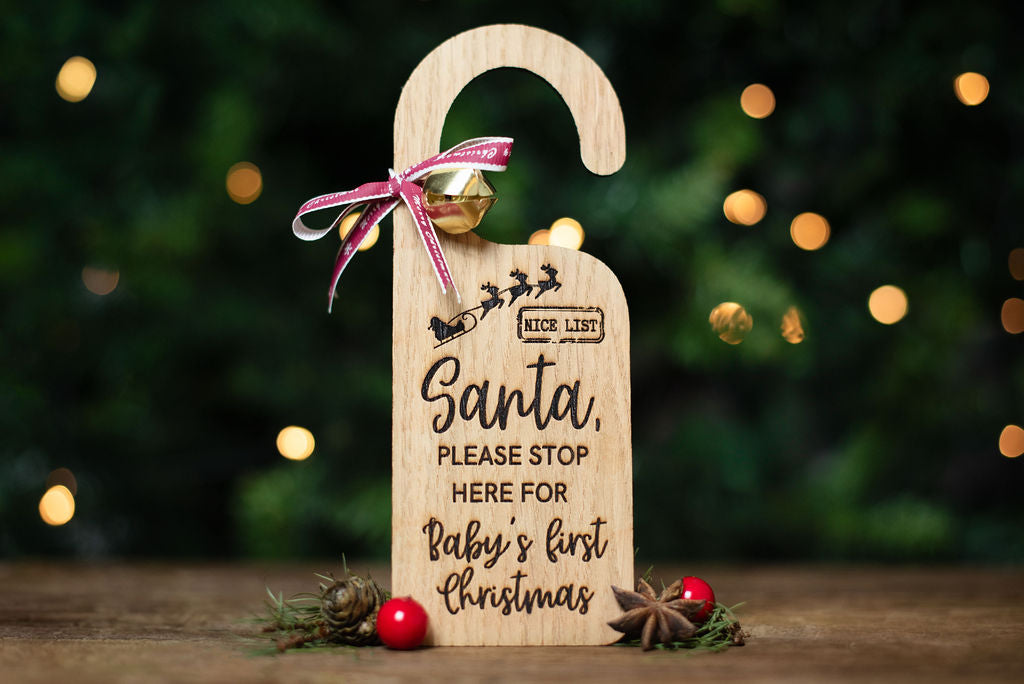 Santa please stop here door hanger