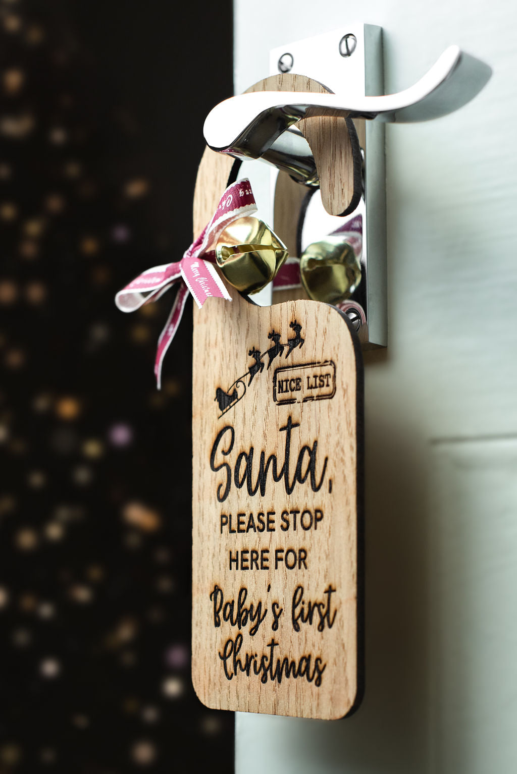 Santa please stop here door hanger
