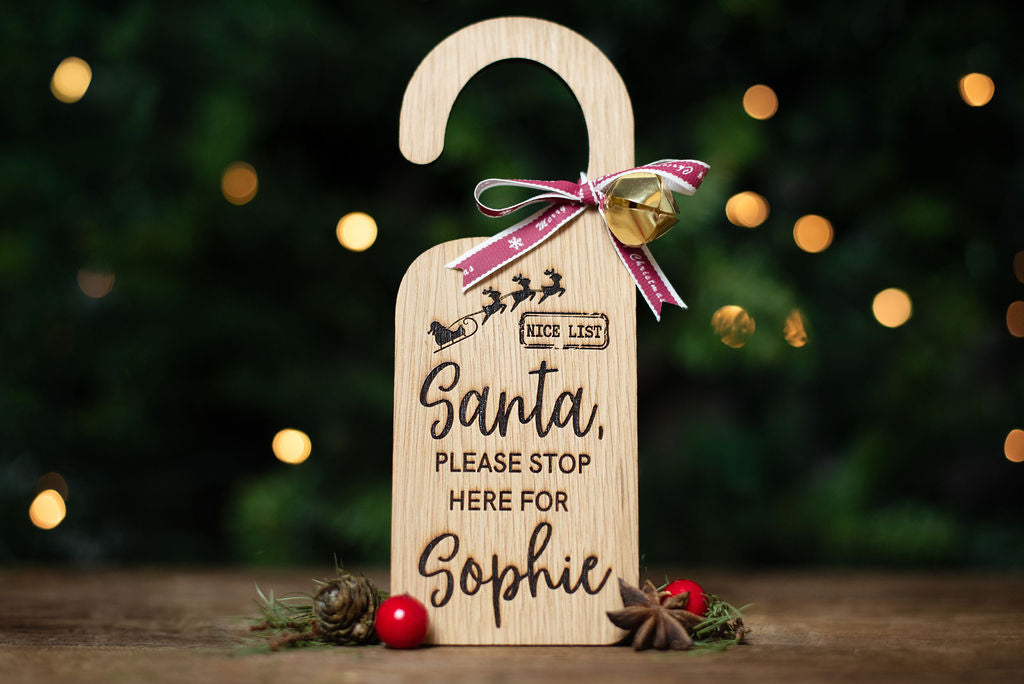 Santa please stop here door hanger